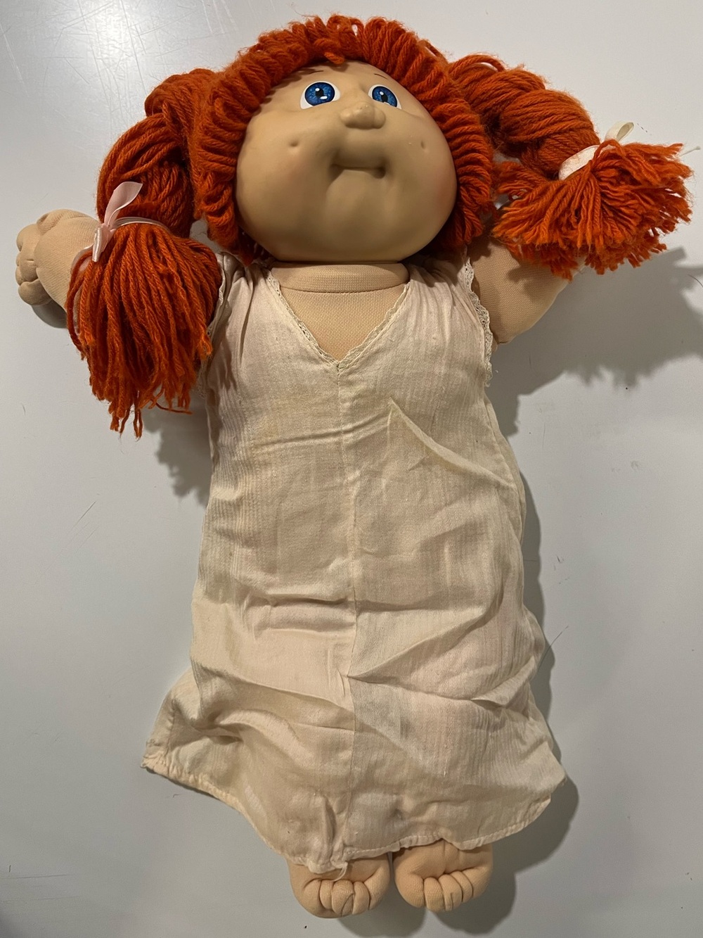 Vtg Cabbage Patch Red Yarn Hair Blue Eyes Girl Doll Signed Xavier Roberts 1982